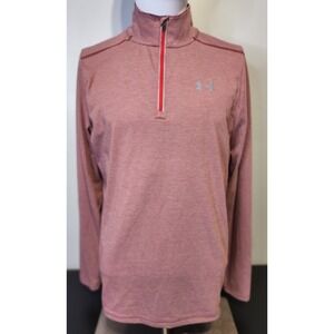 Under Armour Men's Size Medium 1/4‎ Zip Fitted Red Long Sleeve Pullover HeatGear